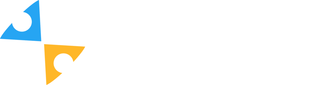 Excelerate Consulting White, Yellow, Blue logo